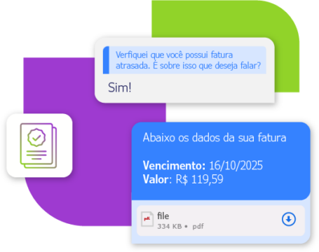 Conversa no chat enviando boleto de pagamento.