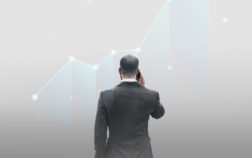 Rear view of a businessman talking on the phone