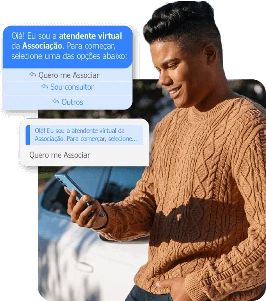 Pessoa solicitando ser associado através do atendimento digital do Chatbot Mundiale.