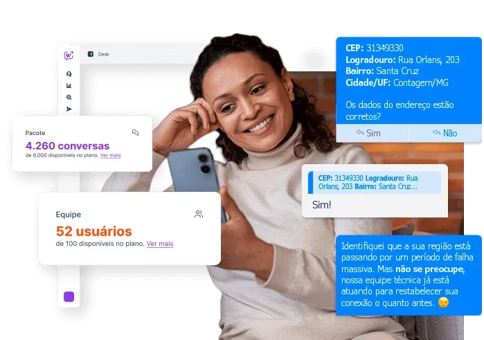 Chatbot da Mundiale para automação de atendimento, vendas e suporte de provedores de internet