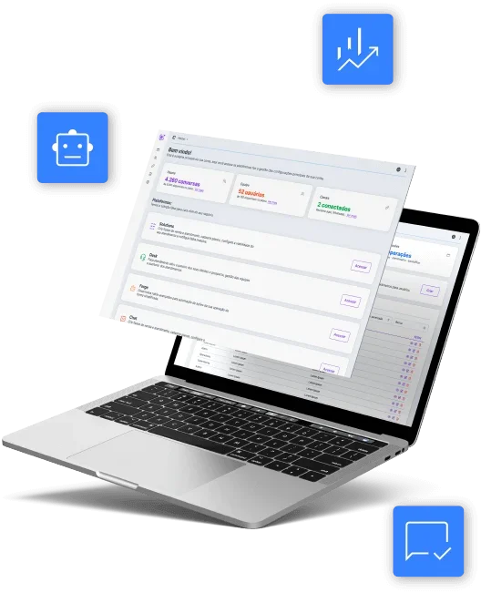 Interface da plataforma Mundiale com painel de atendimento digital e indicadores do chatbot para empresas enterprise