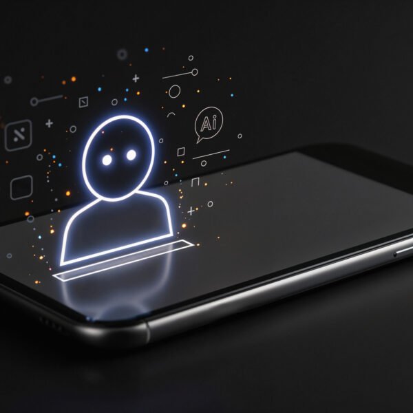 Ícone de agente de ia em um smartphone